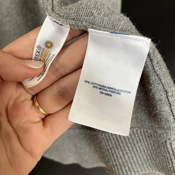 Lands' End gray knit cardigan women's size medium cotton modal sweater pockets - Picture 5 of 7